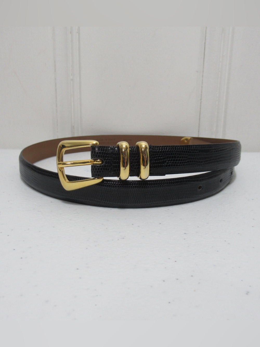 Talbots Made in Italy Black Leather Belt Size Medium